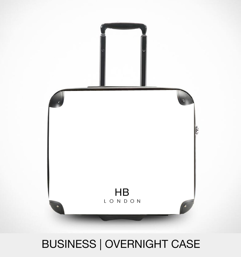 Personalised Black with White Classic Font Initial Suitcase
