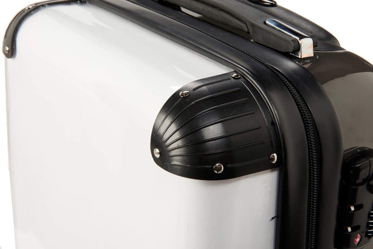 Personalised Black Angel Marble with White Font Initial Suitcase