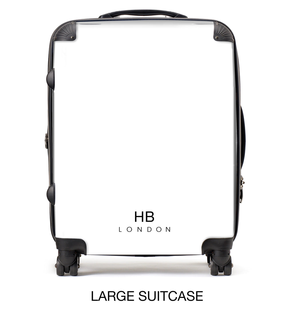 Personalised Black with White Classic Font Initial Suitcase