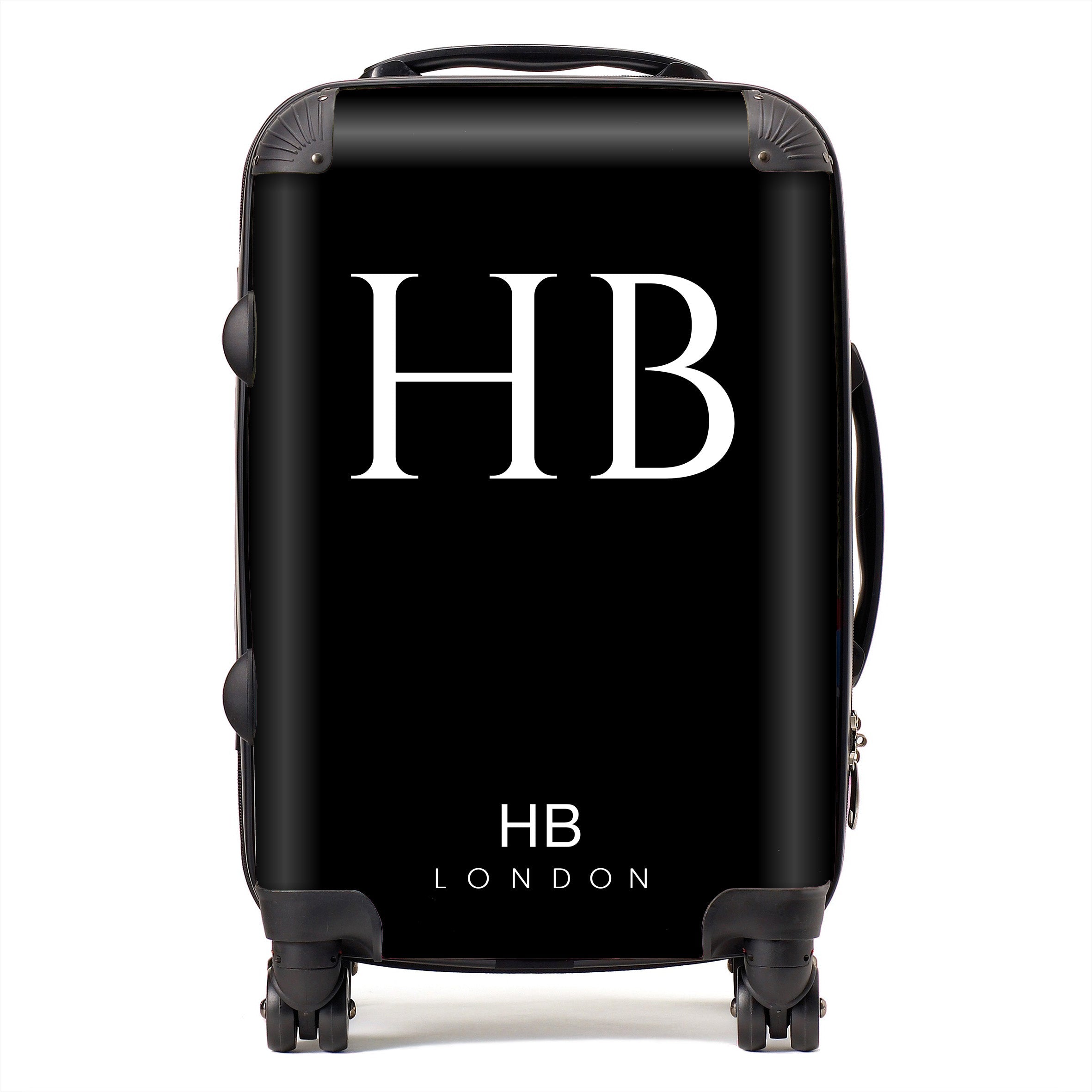 Personalised Black with White Classic Font Initial Suitcase