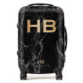 Personalised Black Marble with Gold Font Initial Suitcase