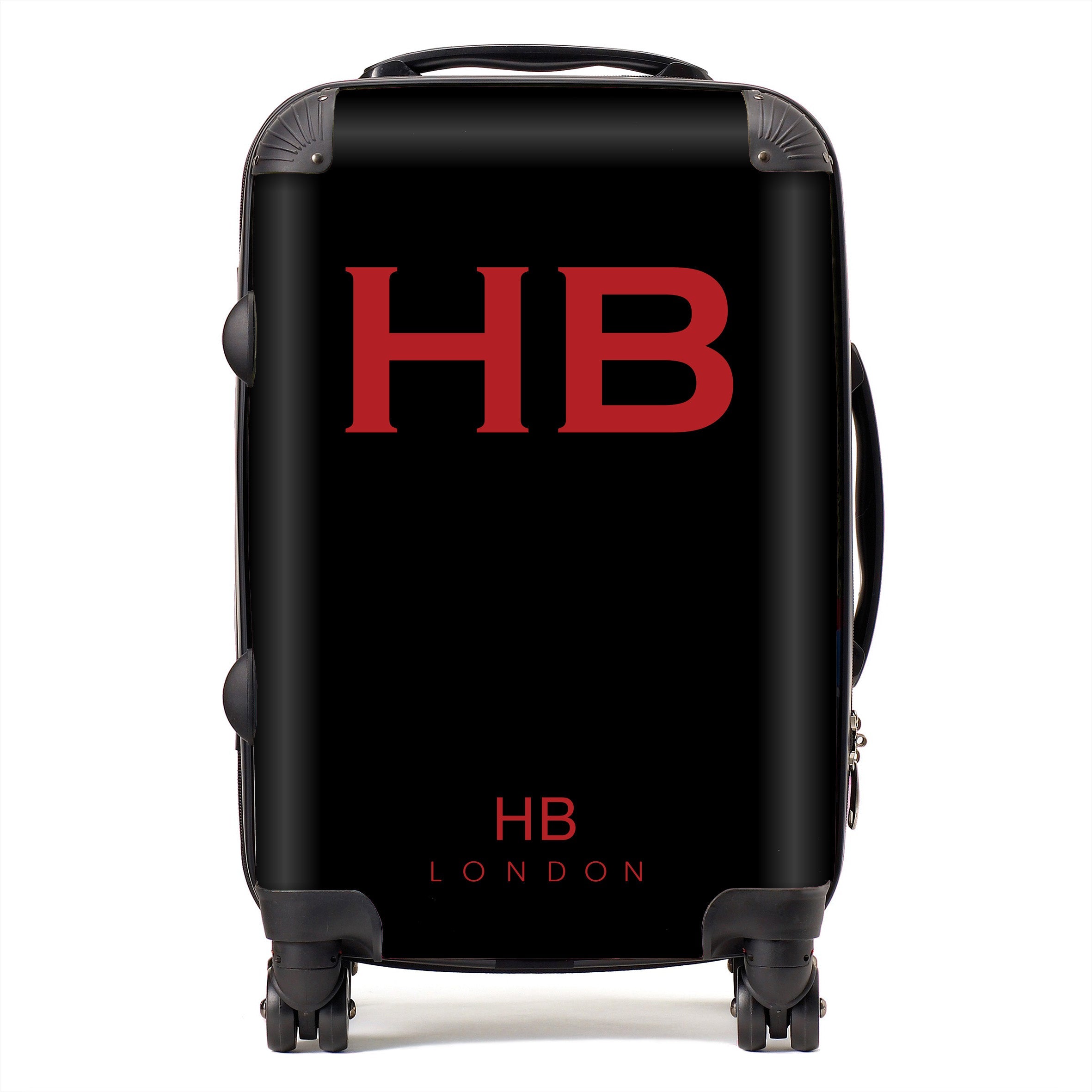 Personalised Black with Red Font Initial Suitcase
