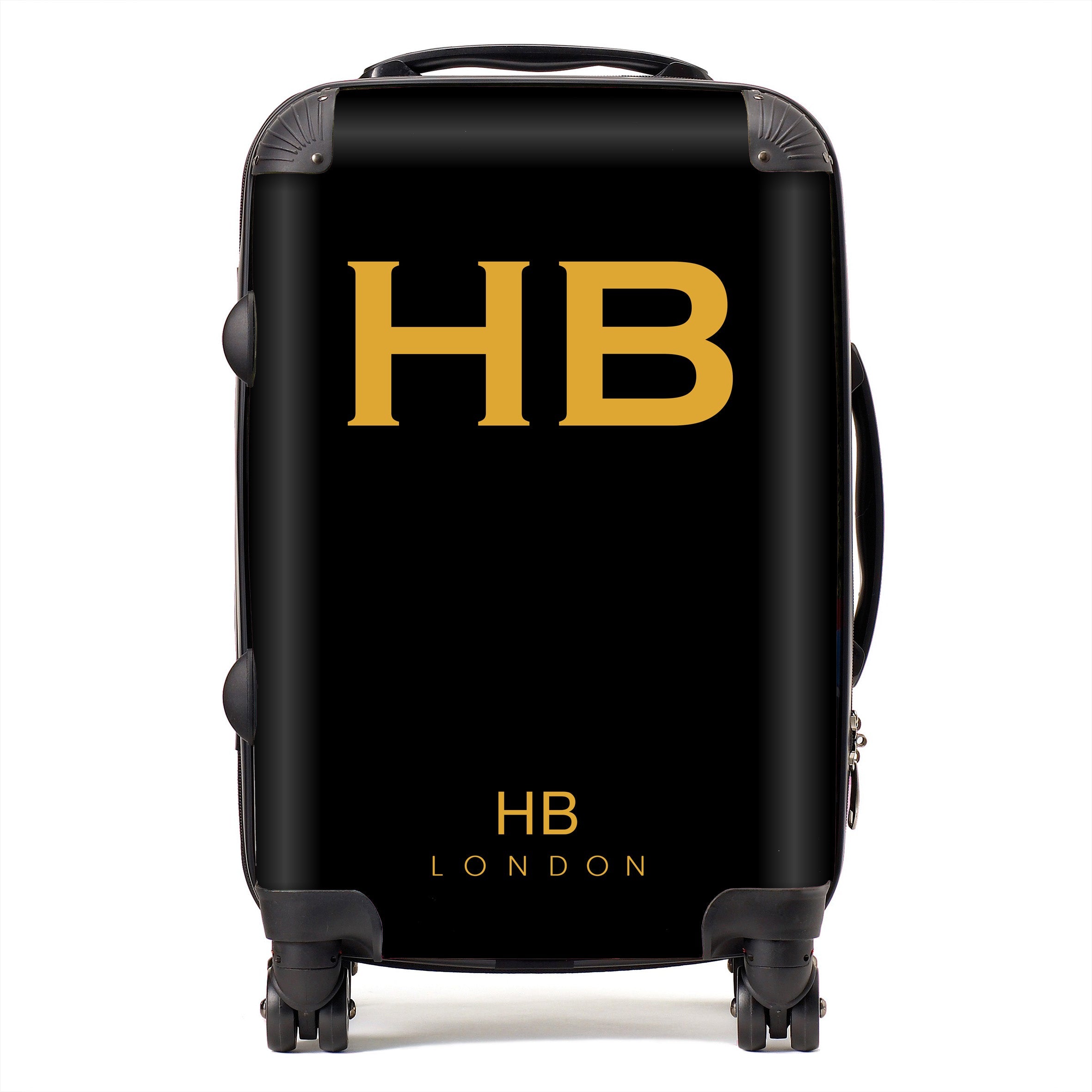 Personalised Black with Mustard Font Initial Suitcase