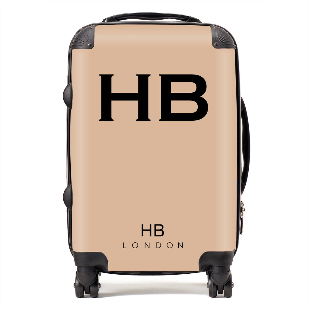 Personalised Nude with Black Font Initial Suitcase
