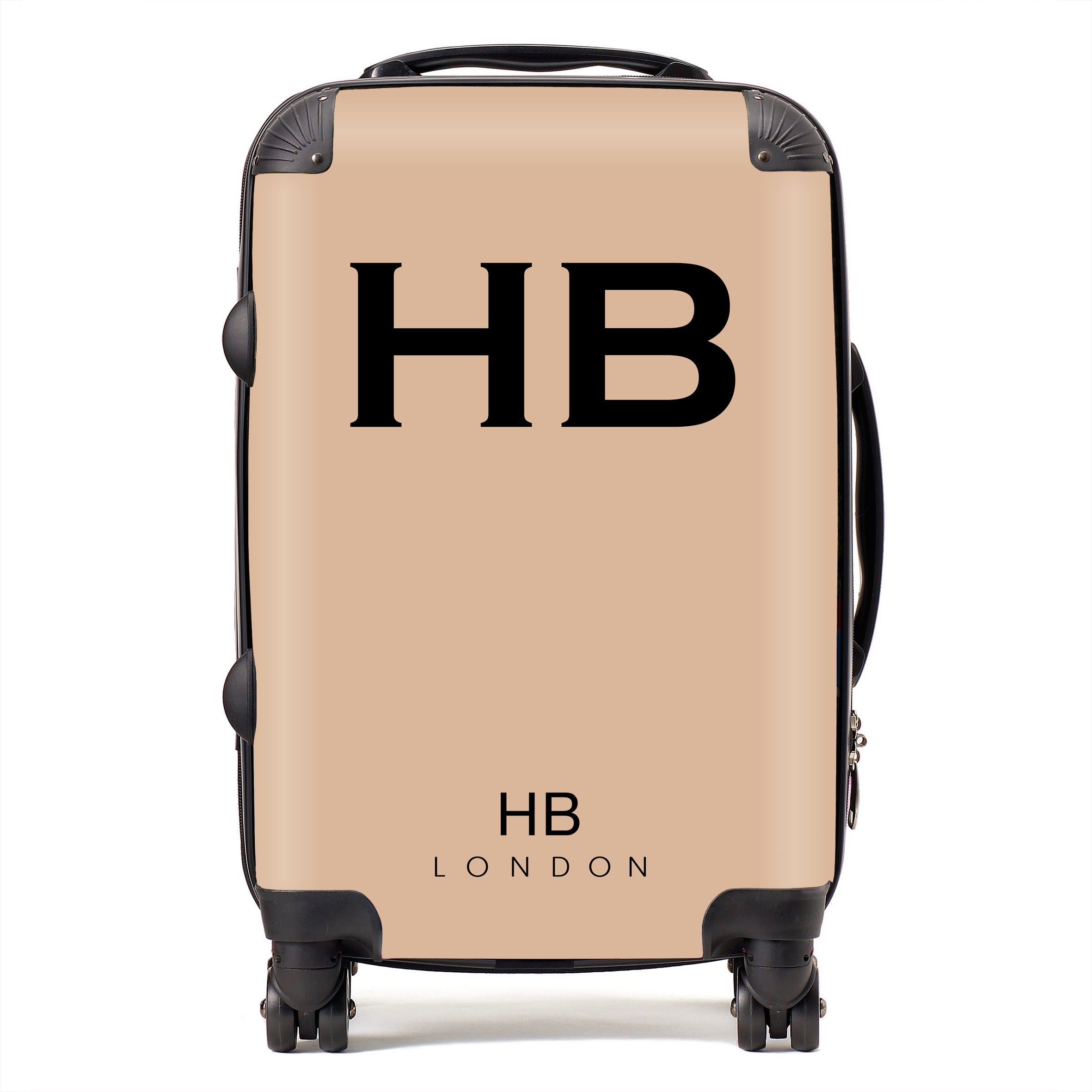 Personalised Nude with Black Font Initial Suitcase