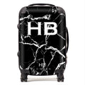Personalised Black and White Marble Initial Suitcase