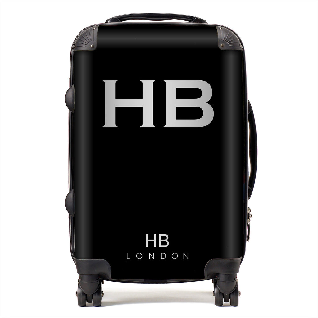 Personalised Black with Silver Font Initial Suitcase