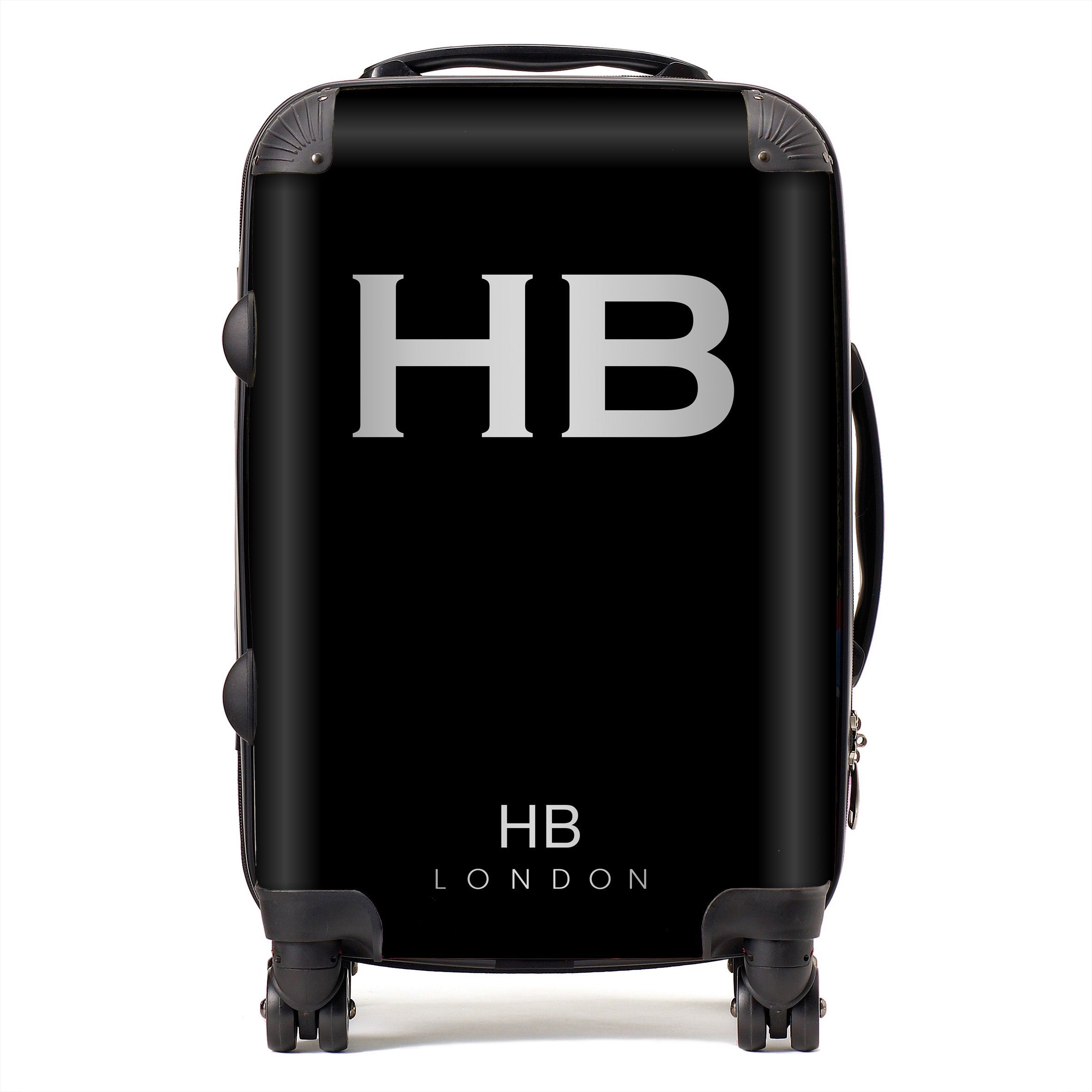 Personalised Black with Silver Font Initial Suitcase