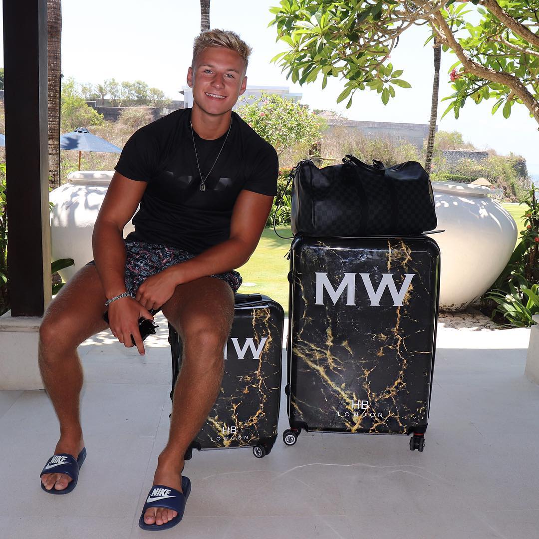 Personalised Black and Gold Marble Initial Suitcase
