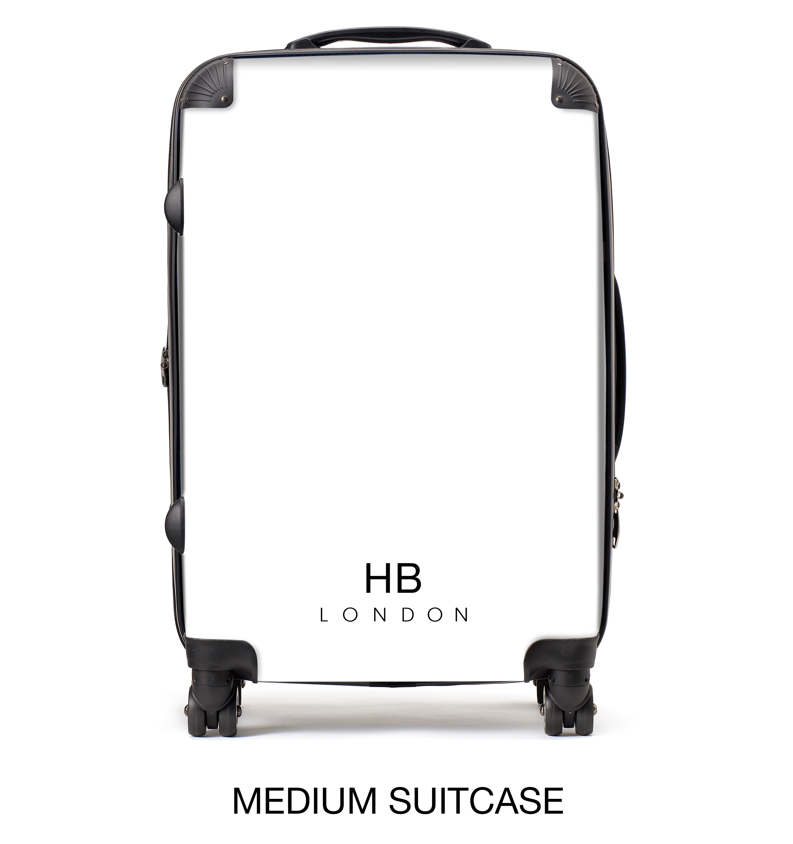 Personalised Black with White Classic Font Initial Suitcase