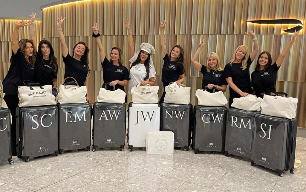 Personalised Black with White Classic Font Initial Suitcase