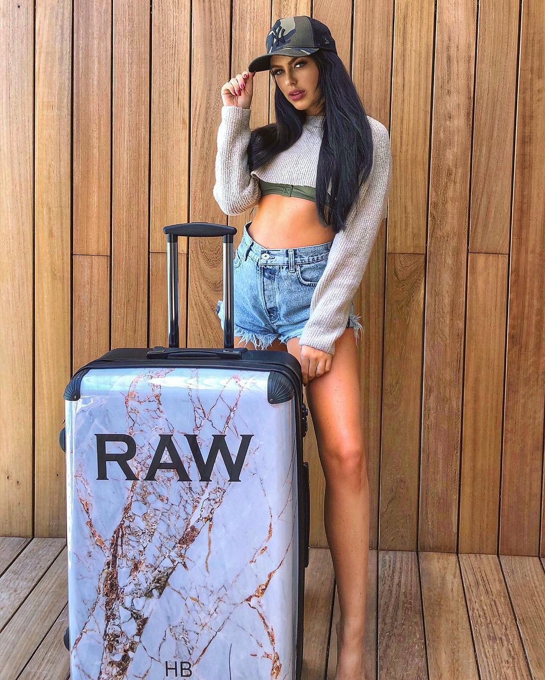 Personalised Natural Cracked Marble Initial Suitcase