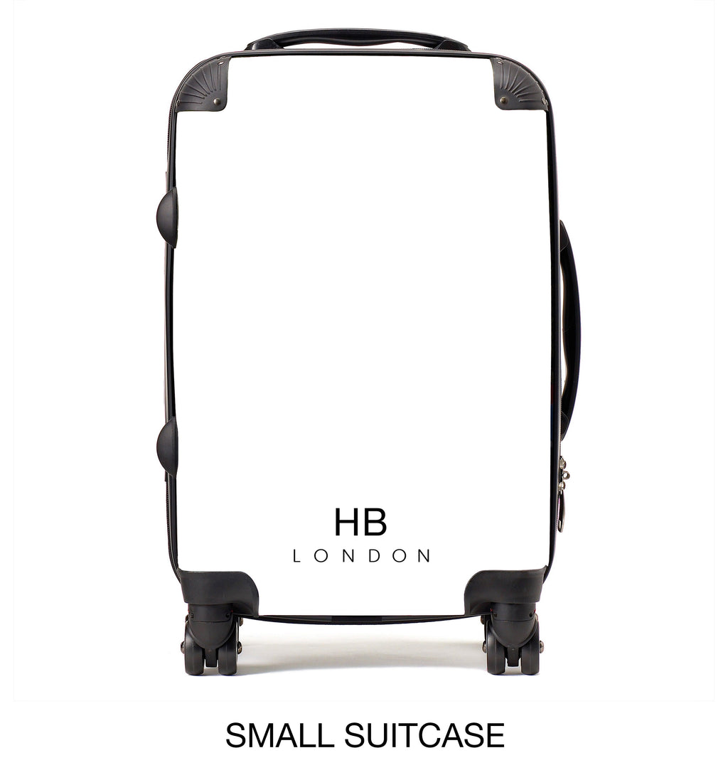 Personalised Black Marble with Gold Font Initial Suitcase